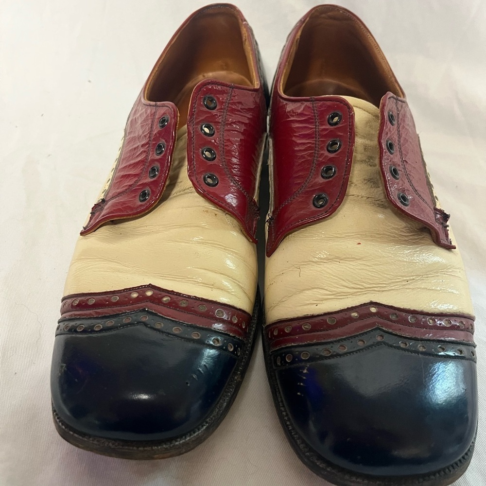 1960’s Style 3 Tone Golf Spectators Shoes Size 10 - Picture 2 of 7
